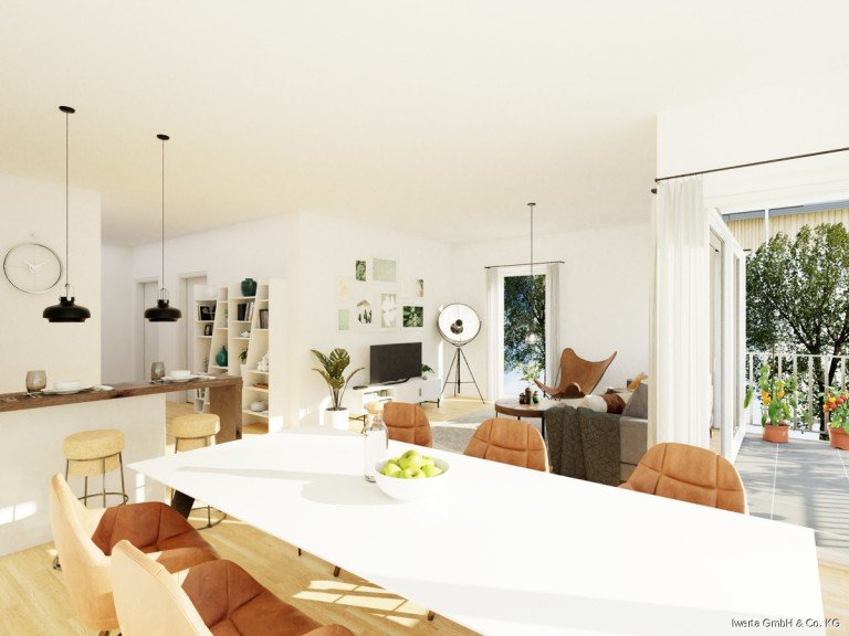 Visualisierung-So k�nnte Ihr Wohn-Essbereich aussehen Urbach Etagenwohnung Ruhig wohnen - Mitten im Leben - 3,5 Zimmer Neubauwohnung mit S�d/Ost Balkon