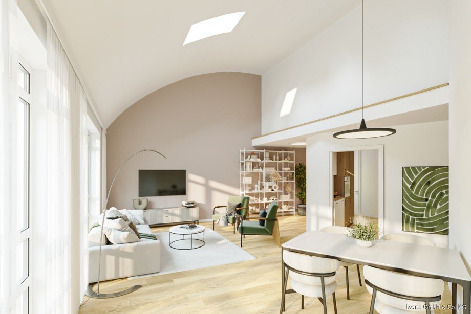 Unverb. Visualisierung: So k�nnte Ihr Wohn- und Essbereich aussehen Dachgeschosswohnung Schorndorf