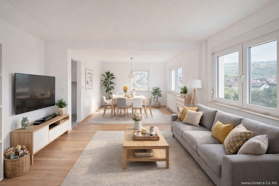 Unverb. Visualisierung: So k�nnte Ihr Wohn- und Essbereich aussehen Einfamilienhaus Weinstadt