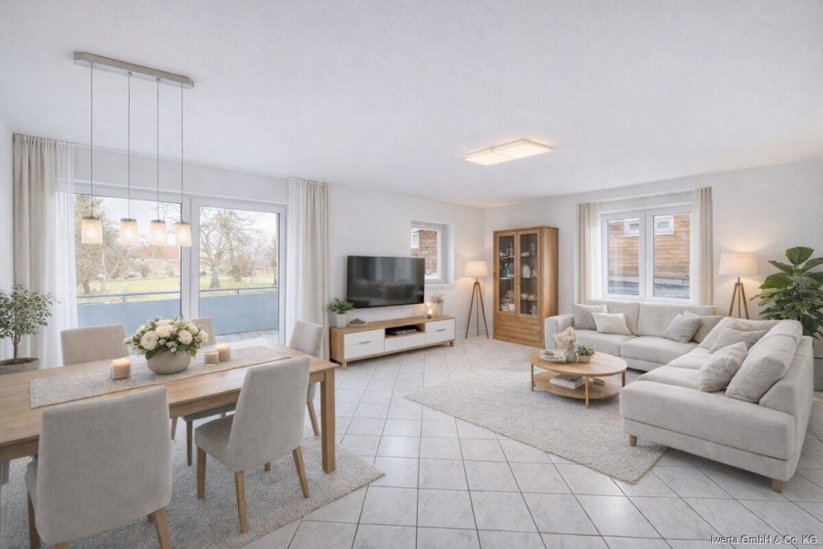 Unverb. Visualisierung: So k�nnte Ihr Wohn- und Esszimmer aussehen Etagenwohnung Adelberg