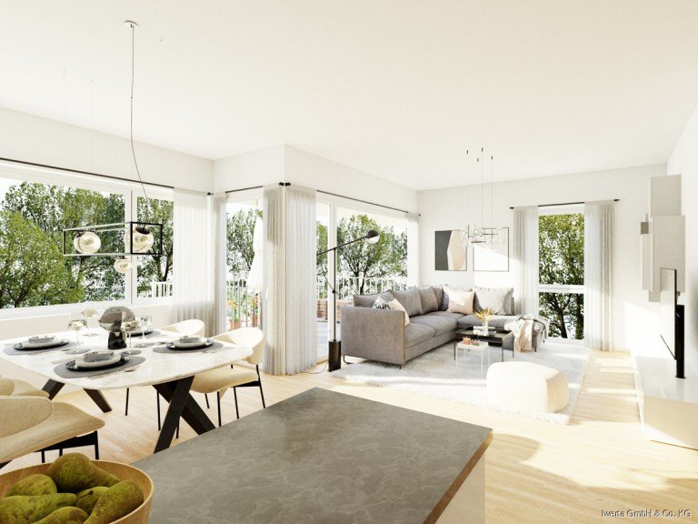 Visualisierung-So k�nnte Ihr Wohn- Essbereich aussehen Urbach Etagenwohnung Ruhig wohnen - Mitten im Leben - 3,5 Zimmer Neubauwohnung mit S�d/West Balkon