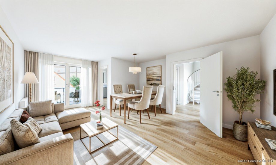Unverb. Visualisierung: So k�nnte Ihr Wohn- und Essbereich aussehen Maisonettewohnung Urbach
