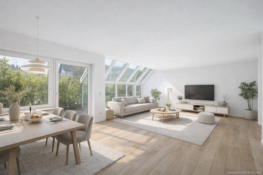 Unverb. Visualisierung: So k�nnte Ihr Wohn- und Essbereich aussehen Doppelhaush�lfte Schorndorf