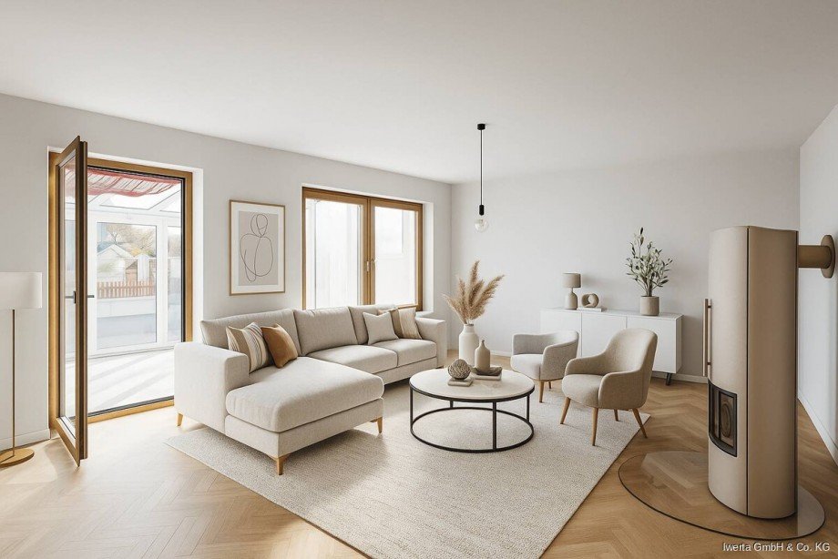 Unverb. Visualisierung: So k�nnte Ihr Wohnzimmer aussehen Reihenendhaus Schorndorf-Weiler