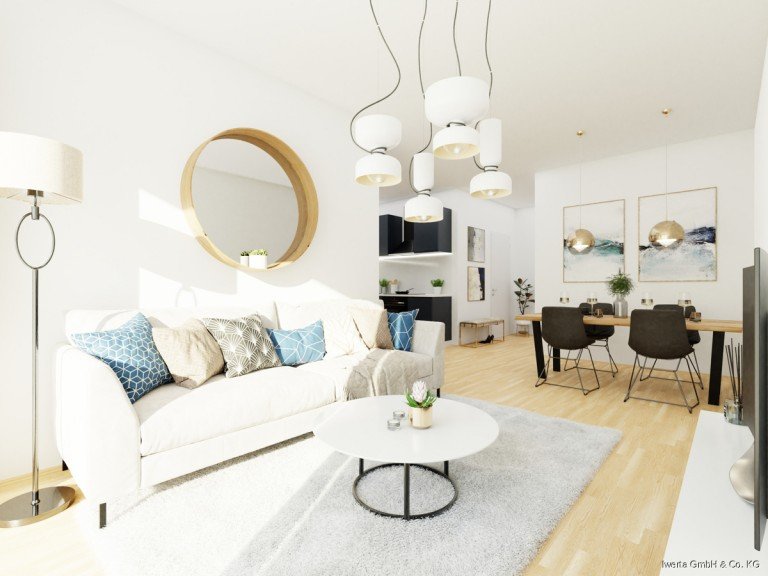 Visualisierung-So k�nnte Ihr Wohn- Essbereich aussehen Urbach Etagenwohnung Ruhig wohnen - Mitten im Leben - 2,5 Zimmer Neubauwohnung