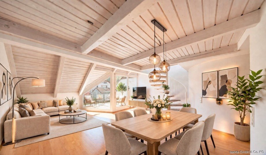 Unverb. Visualisierung: So k�nnte Ihr Wohn- und Essbereich aussehen Maisonettewohnung Schorndorf